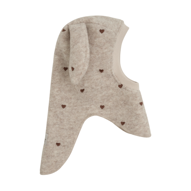 BALACLAVA EARS EMB. WOOL Sand Melange