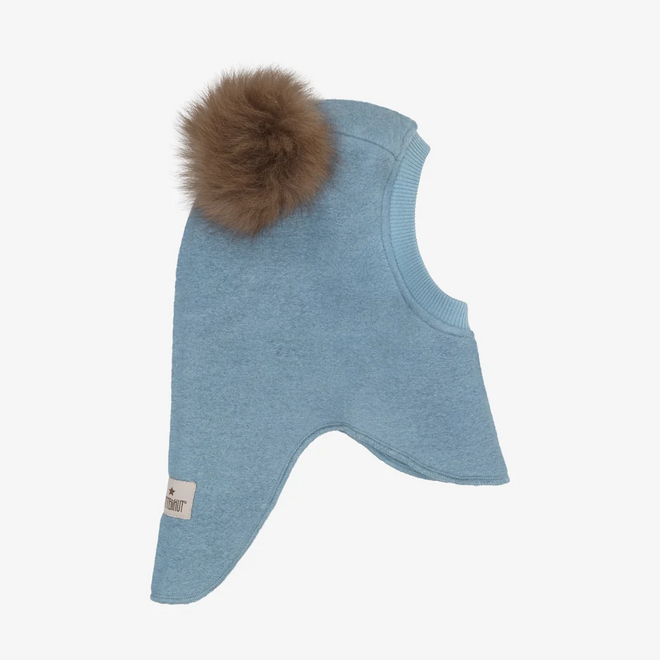 BALACLAVA WOOL ALPACA POMPOMS Windward Blue