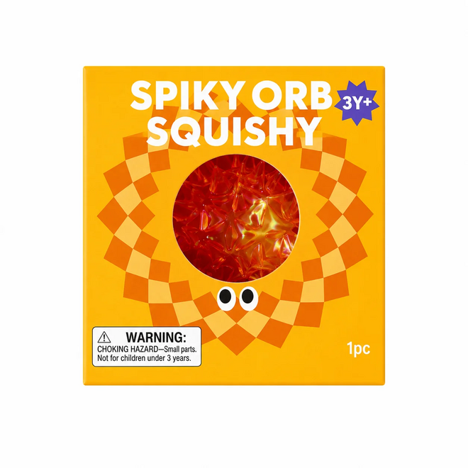 SPIKY ORB SQUISH BALLS-ORANGE