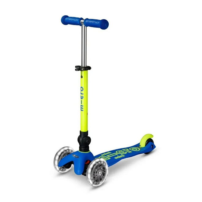 Micro Mini Foldable LED Scooter Neon Canary Yellow/Blue