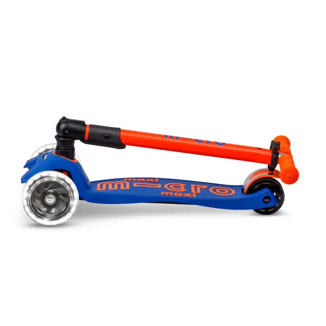 Micro Maxi Foldable LED Scooter Neon Blaze Orange/Navy