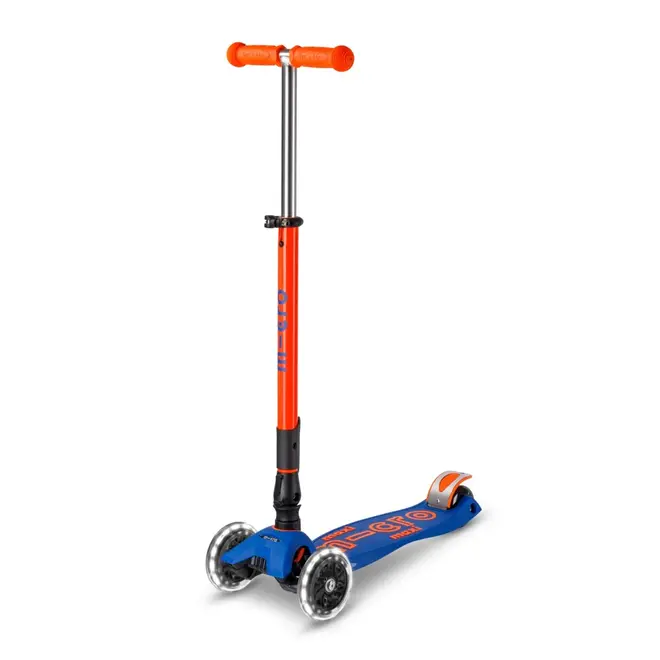 Micro Maxi Foldable LED Scooter Neon Blaze Orange/Navy