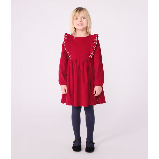 Petit Bateau Corduroy Dress Heart Red
