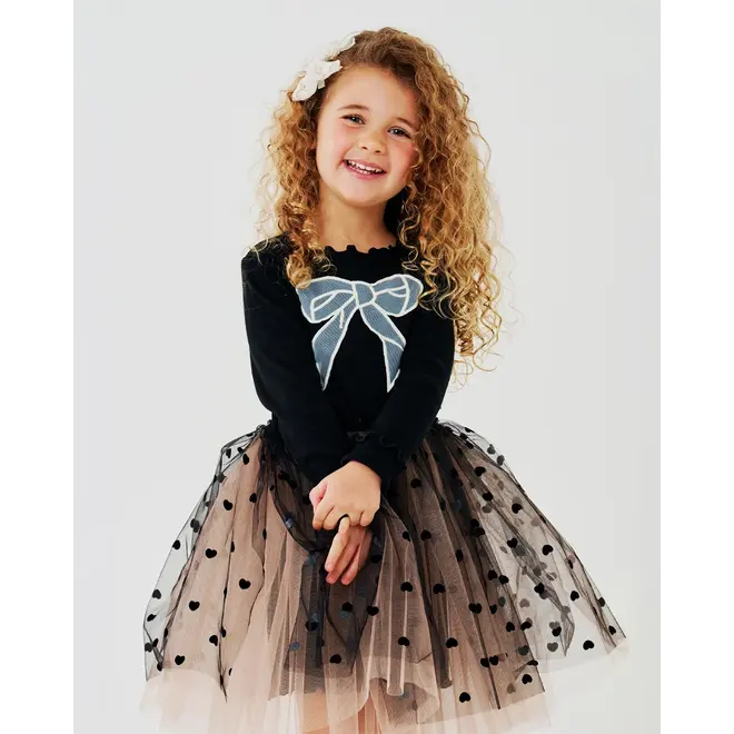 Petite Hailey Heart Bow Tutu Black