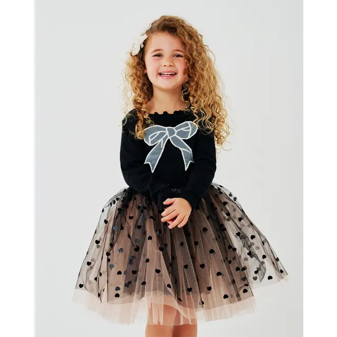 Petite Hailey Heart Bow Tutu Black