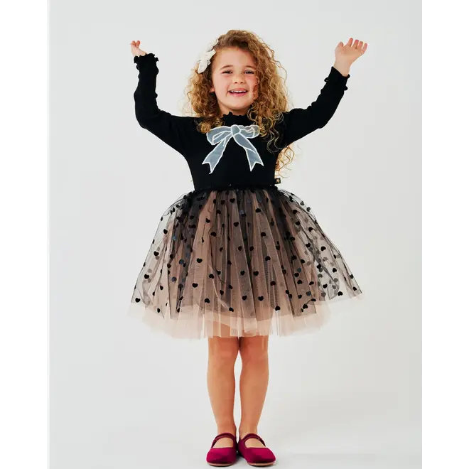 Petite Hailey Heart Bow Tutu Black