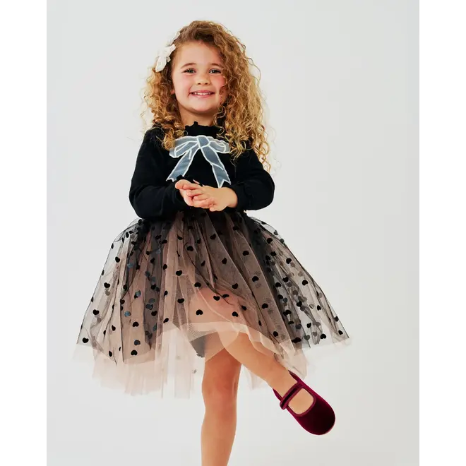 Petite Hailey Heart Bow Tutu Black