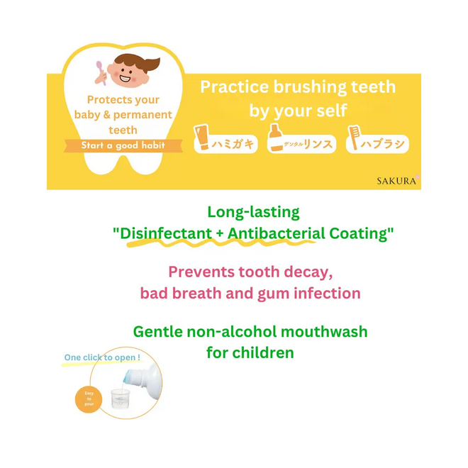 Lion Clinic Kids Dental Rinse Mouthwash 250ml Strawberry Flavor