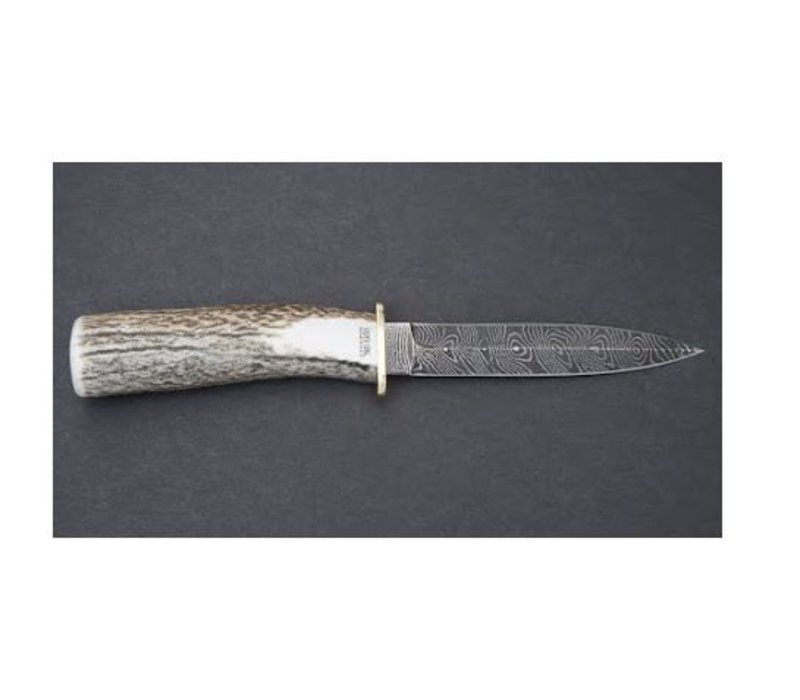 Silver Stag Damascus Dagger- Elk Stick Handle