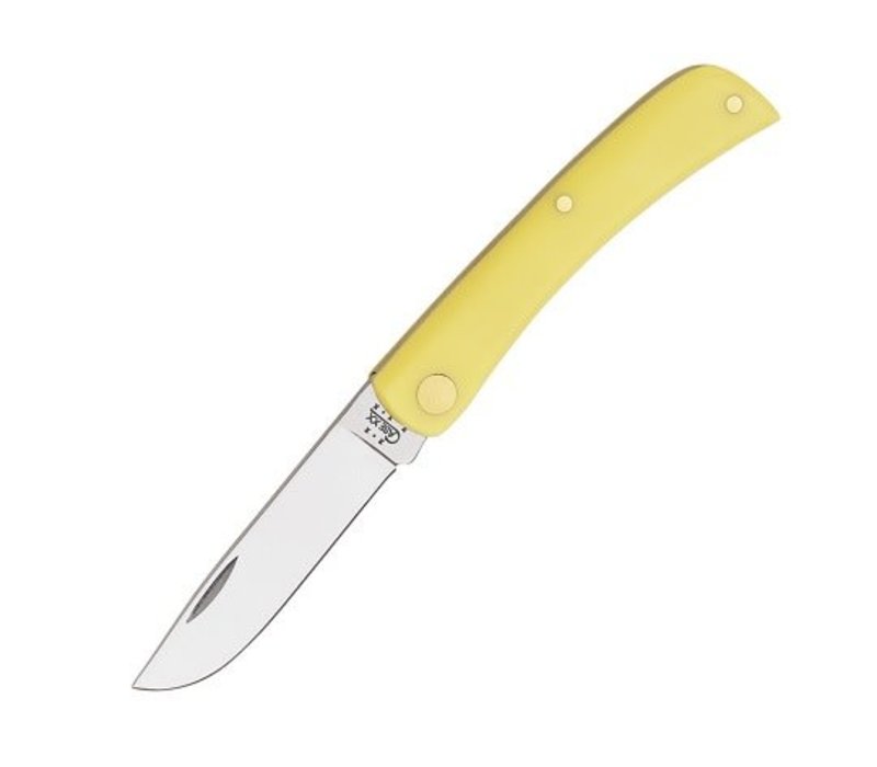 Case Cutlery Sod Buster Jr, with carbon steel (CV) blade and yellow delrin handle