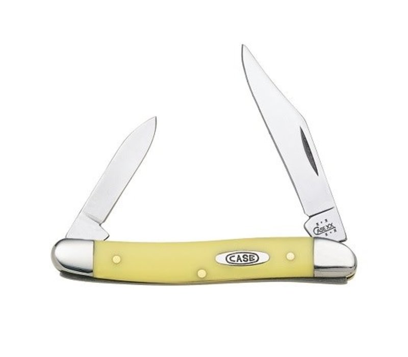 Case Pen Knife with Yellow Delrin Handle and Carbon Steel (CV) Blades, Part #CA109