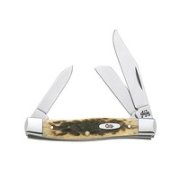 Case Medium Stockman with peach seed jig amber bone and carbon steel (CV) blades.