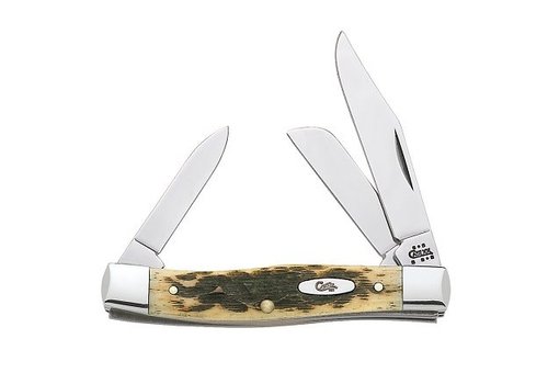 Case & Sons Cutlery Co. Case Medium Stockman with peach seed jig amber bone and carbon steel (CV) blades.