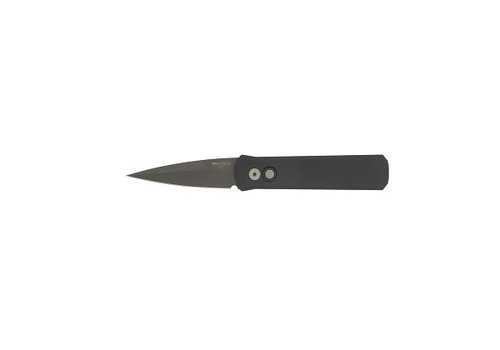 Pro-Tech Knives, LLC Pro-Tech, Godson Auto Black Handle, Black Blade, Plain Edge, 154 CM