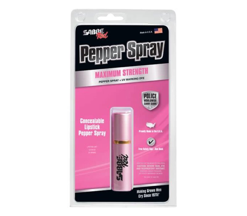 LS-22-US--Security Equipment, SABRE RED, Pink Lipstick Designer Pepper Spray in small clam
