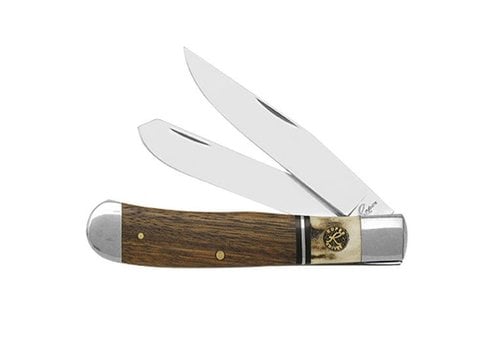 ABKT - American Buffalo Knife & Tool ABKT Roper Series Laredo Trapper Carbon Steel, Stag & Wood Handle