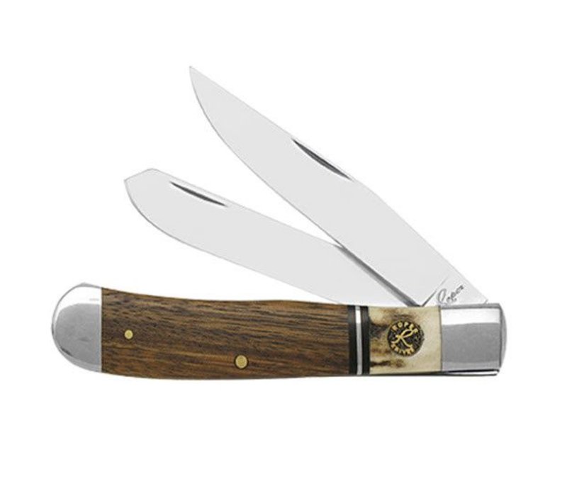 ABKT Roper Series Laredo Trapper Carbon Steel, Stag & Wood Handle