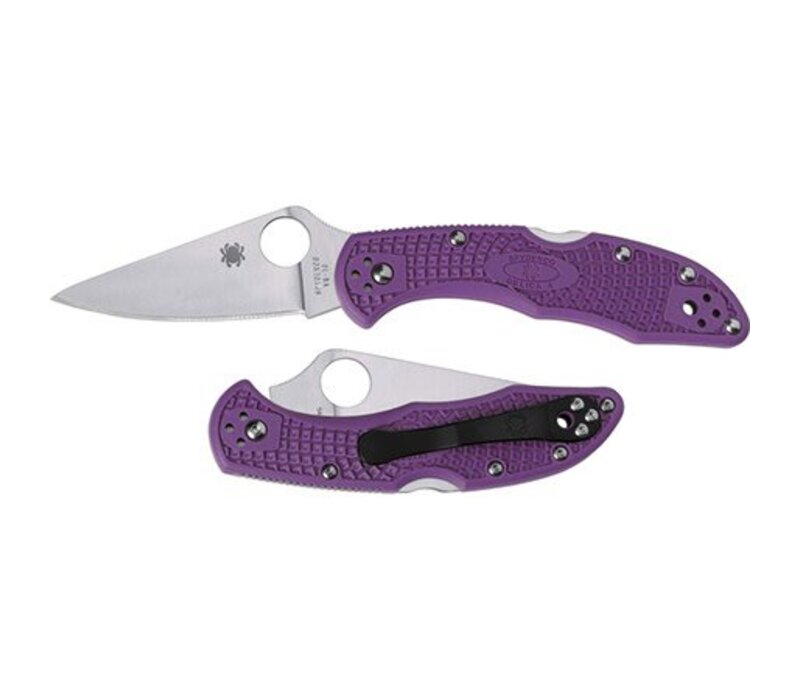 C11FPPR--Spyderco, Delica 4 Lightweight w/ Purple FRN Handle and VG-10 Stainless Blade