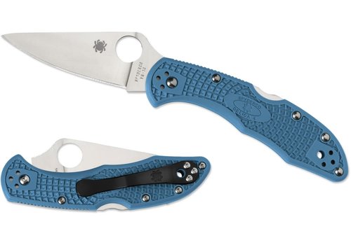 Spyderco Knives Spyderco, Delica 4 Lightweight Blue Flat Ground