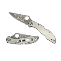 Spydero Delica 4 Titanium Handle and Damascus