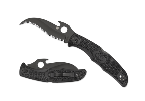 Spyderco Knives Spyderco, Matriarch 2 Black FRN, Black VG-10 Emerson Wave Serrated