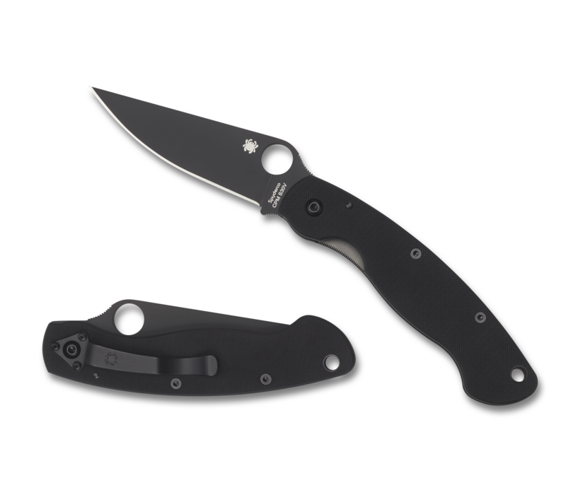 Spyderco Military Model Folder-Black G-10 Handle & CPMS30V Black Coated Blade