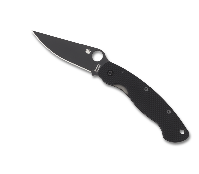 Spyderco Military Model Folder-Black G-10 Handle & CPMS30V Black Coated Blade