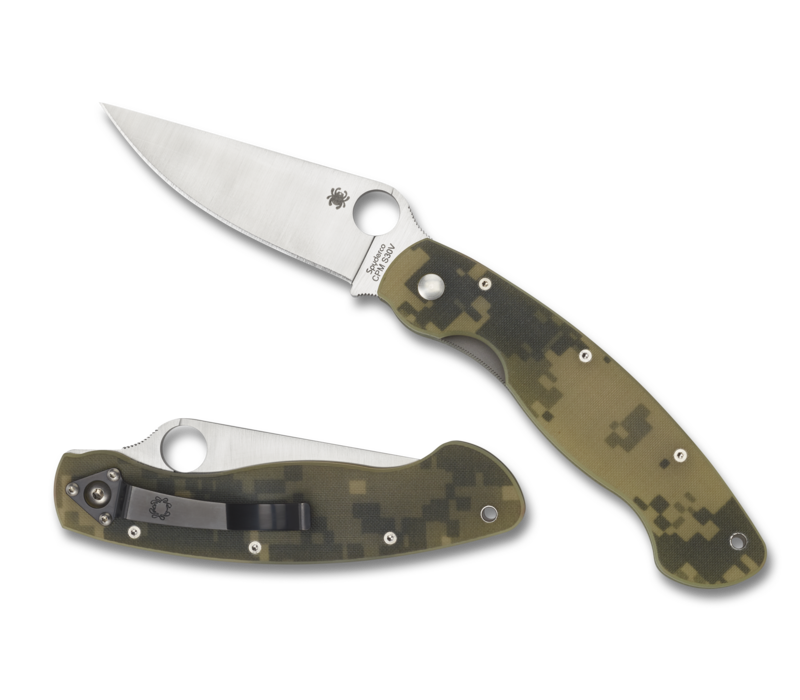 Spyderco Plain Edge Military Model- Digital Camo G-10 Handle, CPMS30V Blade