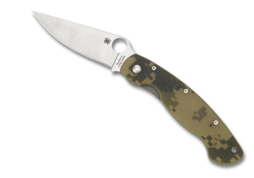 Spyderco Knives Spyderco Plain Edge Military Model- Digital Camo G-10 Handle, CPMS30V Blade