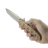 CRKT M16  Desert Tan Tanto Tactical Folder- Triple Point Serrations