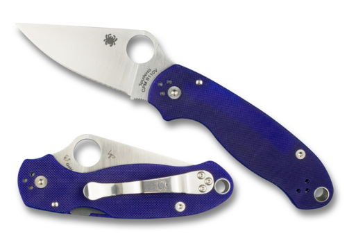 Spyderco Knives Spyderco Para 3 Folder-Midnight  Blue G-10 Handle, Plain Edge  CPMS110V Blade