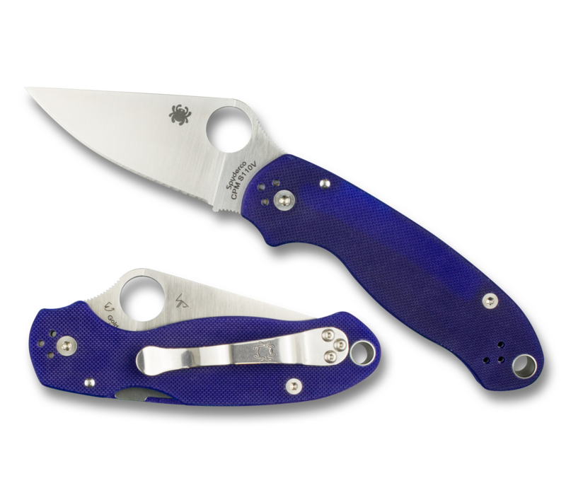 Spyderco Para 3 Folder-Midnight  Blue G-10 Handle, Plain Edge  CPMS110V Blade