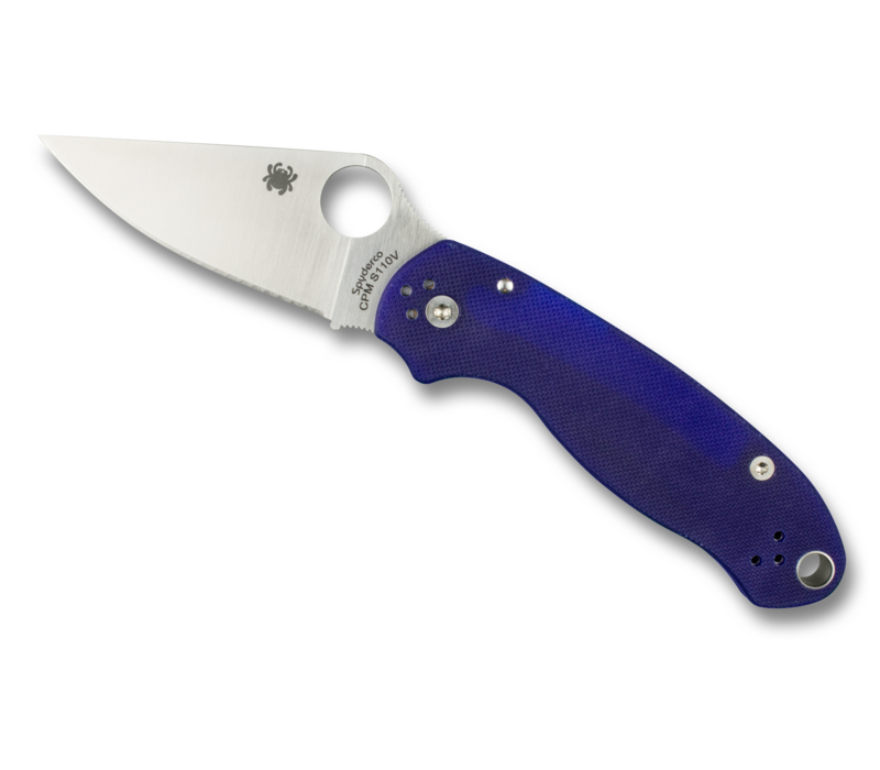 Spyderco Para 3 Folder-Midnight  Blue G-10 Handle, Plain Edge  CPMS110V Blade