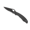 Byrd Knives Spyderco Cara Cara 2-  Black, Stainless Handle, Partially Serrated Blade