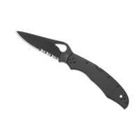 Spyderco Cara Cara 2-  Black, Stainless Handle, Partially Serrated Blade