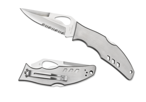 Byrd Knives BY05PS--Spyderco, Byrd Flight w/ Stainless Handle and 8Cr13MoV Stainless ComboEdge Blade