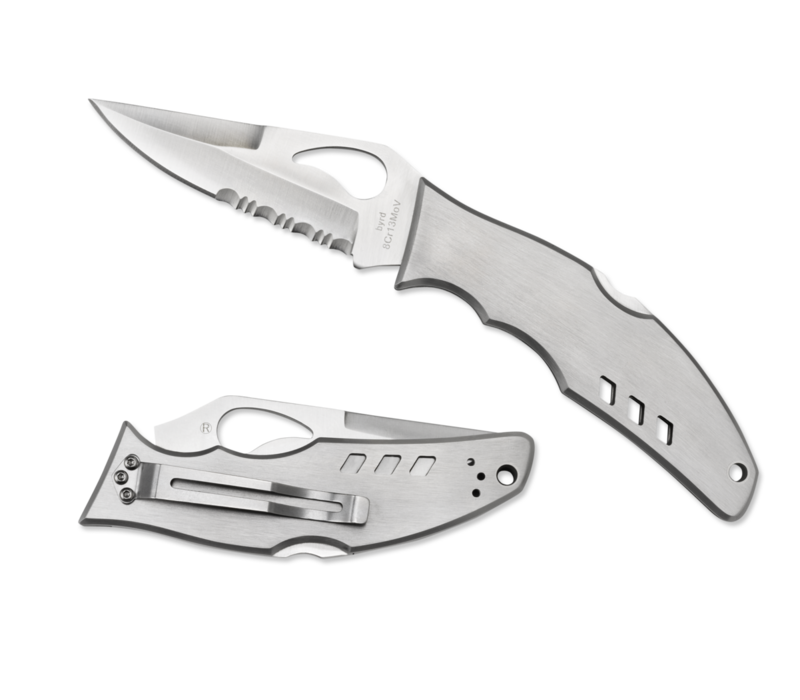 BY05PS--Spyderco, Byrd Flight w/ Stainless Handle and 8Cr13MoV Stainless ComboEdge Blade