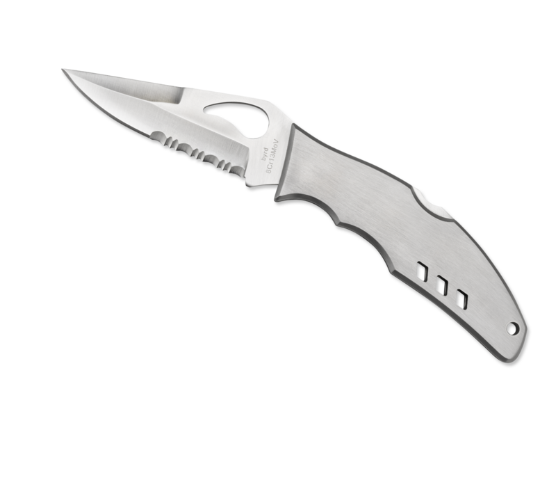 BY05PS--Spyderco, Byrd Flight w/ Stainless Handle and 8Cr13MoV Stainless ComboEdge Blade