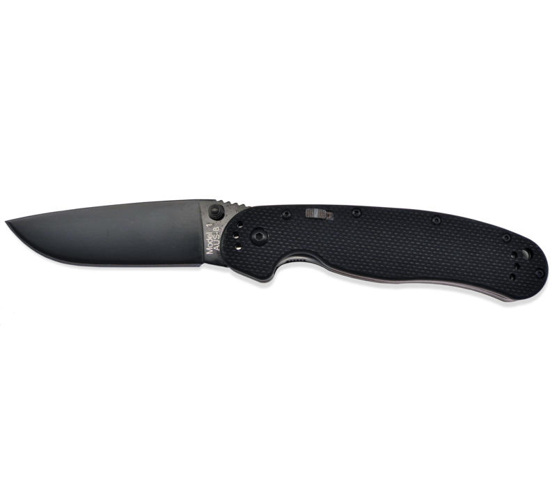 8871--Ontario, RAT 1A BP w/ G10 Handle and AUS-8 Stainless Black Blade