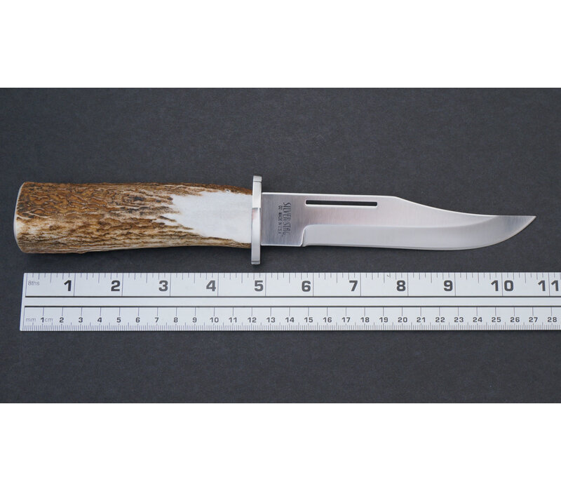 Silver Stag, Deep Valley w/ Crown Handle and D2 Tool Steel Blade w/ Leather Sheath