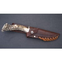 Silver Stag, Deep Valley w/ Crown Handle and D2 Tool Steel Blade w/ Leather Sheath
