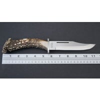 Silver Stag, Deep Valley w/ Crown Handle and D2 Tool Steel Blade w/ Leather Sheath