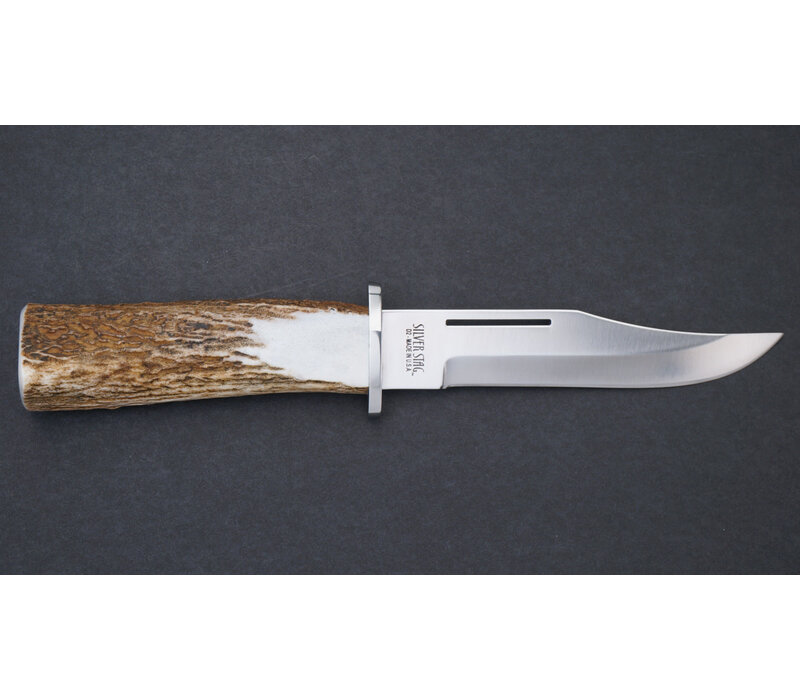 Silver Stag, Deep Valley w/ Crown Handle and D2 Tool Steel Blade w/ Leather Sheath
