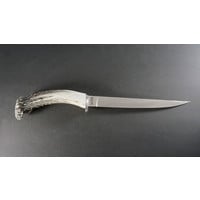 AF9.0--SilverStag, Alaska Fillet w/ Crown Handle and D2 Tool Steel Blade w/ Leather Sheath