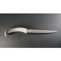 Silver Stag, Alaska Fillet Crown Handle and AEB-l Stainless w/ Leather Sheath