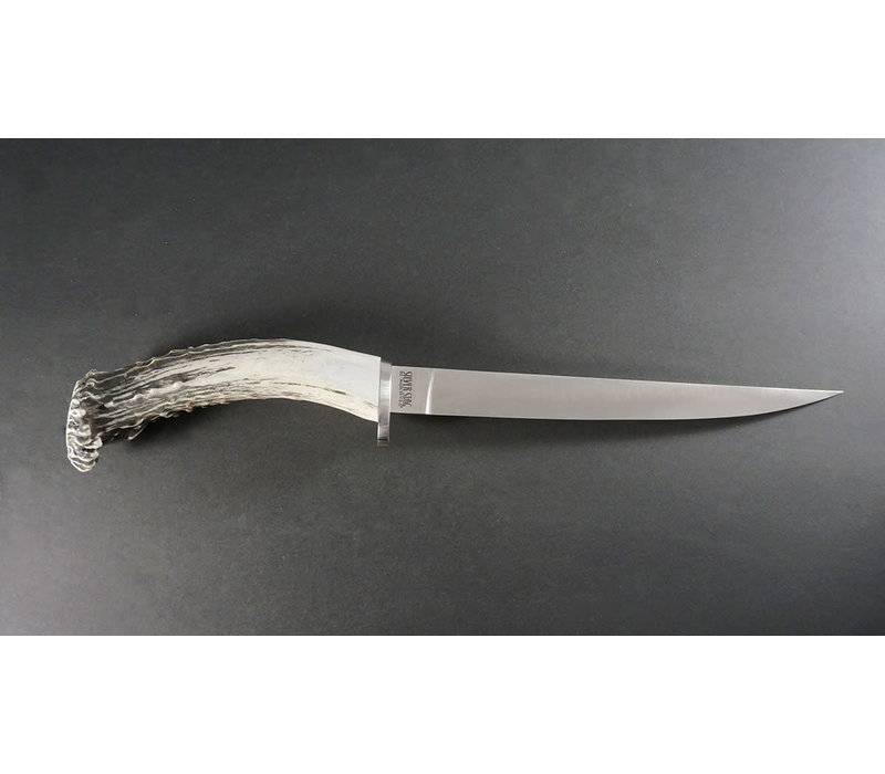AF9.0--SilverStag, Alaska Fillet w/ Crown Handle and D2 Tool Steel Blade w/ Leather Sheath
