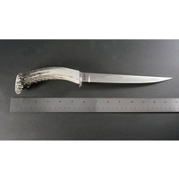 Silver Stag, Alaska Fillet Crown Handle and AEB-l Stainless w/ Leather Sheath