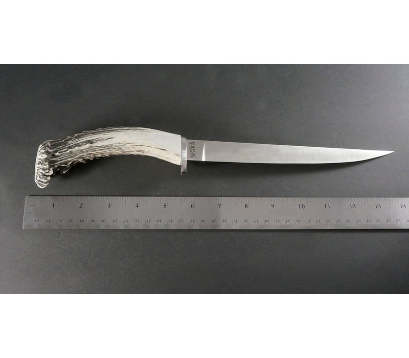 Silver Stag, Alaska Fillet Crown Handle and AEB-l Stainless w/ Leather Sheath