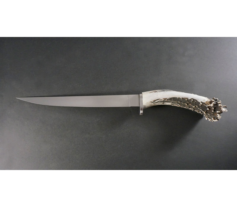Silver Stag, Alaska Fillet Crown Handle and AEB-l Stainless w/ Leather Sheath