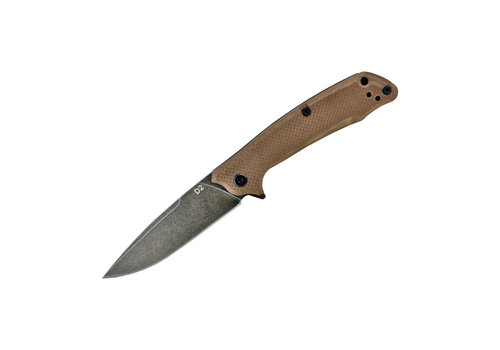 ABKT - American Buffalo Knife & Tool ABKT Desert Scavenger Flipper D2 Steel, Tan G-10